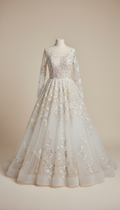 Robe princesse en tulle et dentelle illusion brodée