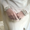 Gants Mariée en Tulle Transparent avec Ornements Perles